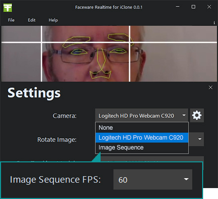 facial motion capture from PC cam or image sequence