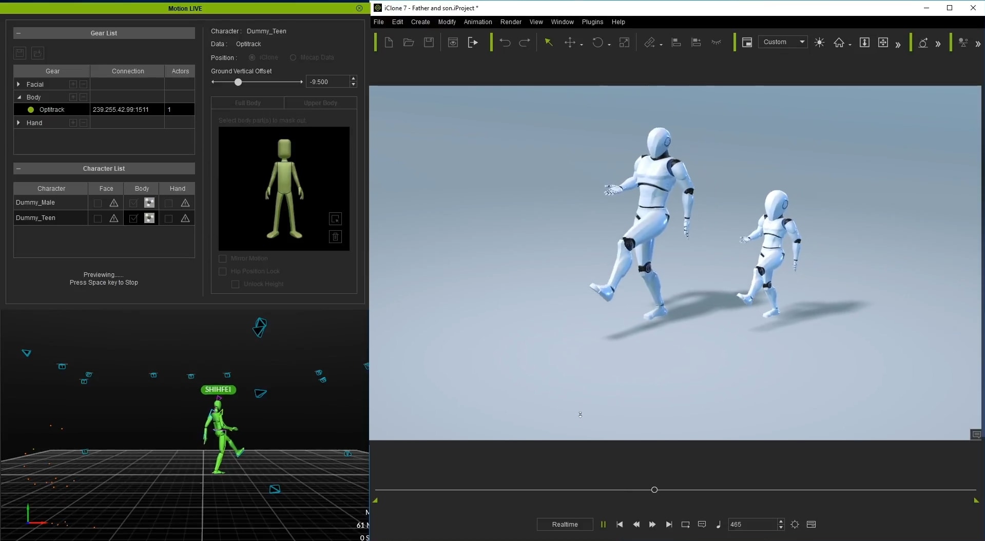 Free 3d character animations from MoCap animated gif